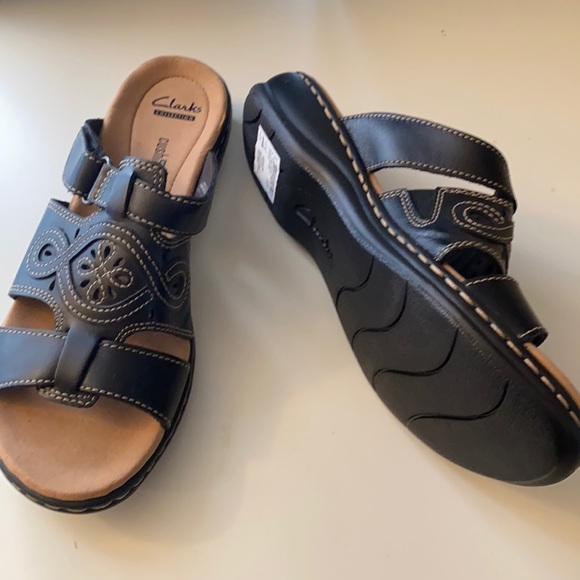 Clarks Shoes - Clarks + size 8 + black + sandal + new